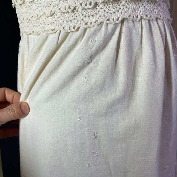 Vintage 1970s Girasol by Gonzalo Bauer Cream Dress Lace Embroidered *Flaws - Picture 6 of 15